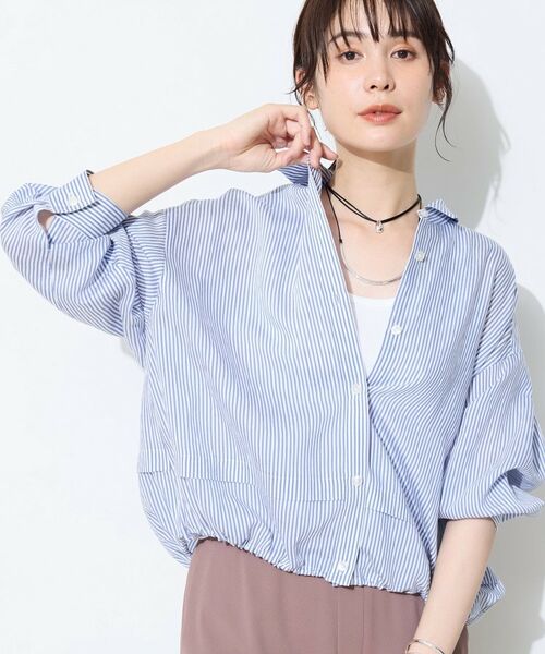 INDIVI / インディヴィ シャツ・ブラウス | 【接触冷感／洗える／2WAY】ドロスト付 シアーシャンブレーシャツ（ブルー(391)）