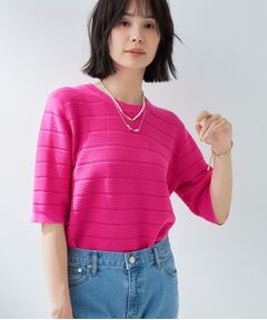 INDIVI / インディヴィ ニット・セーター | 【洗える/コットン】ボーダー柄編みニット