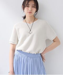 【リネン混】Vネックラメニット