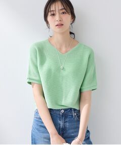 INDIVI / インディヴィ ニット・セーター | 【リネン混】Vネックラメニット