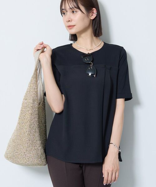 INDIVI / インディヴィ カットソー | 【着る日傘／SETUP可能】ビスチェレイヤード風トップス（ブラック(019)）