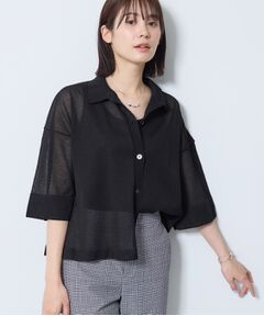 INDIVI / インディヴィ カーディガン・ボレロ | 【洗える／シアー】衿付きシャツライクニットカーディガン