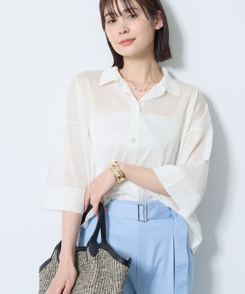 INDIVI / インディヴィ カーディガン・ボレロ | 【洗える／シアー】衿付きシャツライクニットカーディガン | 詳細1