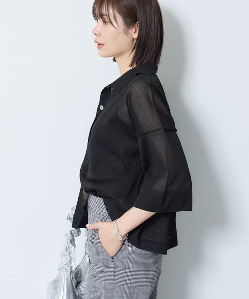 INDIVI / インディヴィ カーディガン・ボレロ | 【洗える／シアー】衿付きシャツライクニットカーディガン | 詳細5