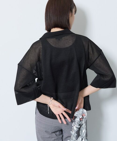 INDIVI / インディヴィ カーディガン・ボレロ | 【洗える／シアー】衿付きシャツライクニットカーディガン | 詳細6