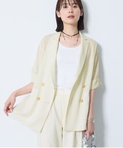 INDIVI / インディヴィ テーラードジャケット | 【洗える／メッシュ素材／SETUP可能】半袖シアージャケット