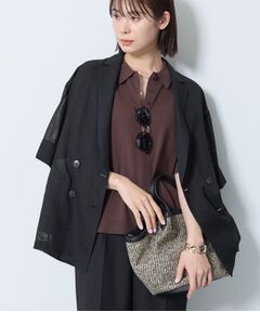 INDIVI / インディヴィ テーラードジャケット | 【洗える／メッシュ素材／SETUP可能】半袖シアージャケット