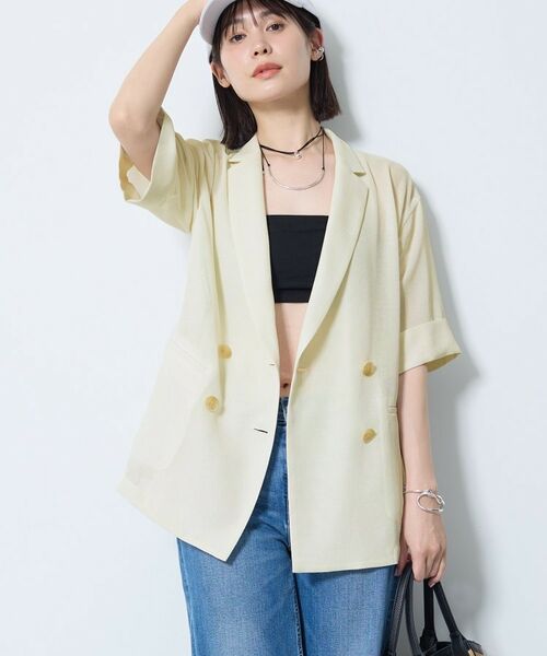 INDIVI / インディヴィ テーラードジャケット | 【洗える／メッシュ素材／SETUP可能】半袖シアージャケット | 詳細1