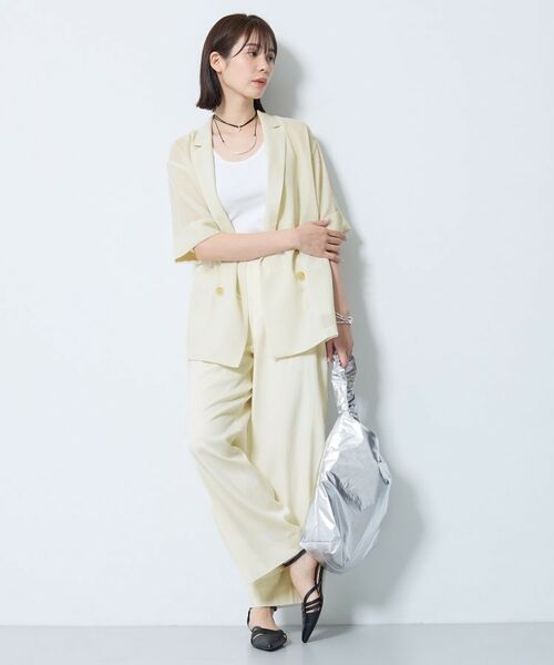 INDIVI / インディヴィ テーラードジャケット | 【洗える／メッシュ素材／SETUP可能】半袖シアージャケット | 詳細3