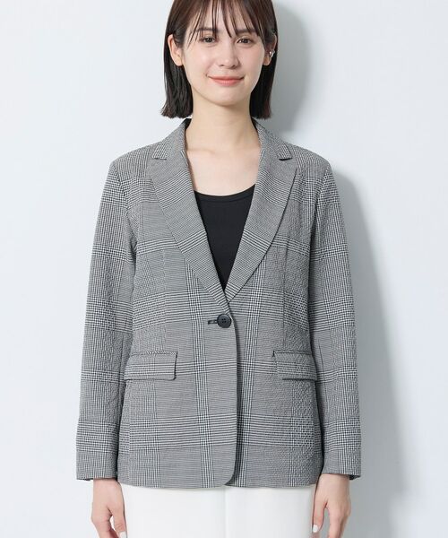 INDIVI / インディヴィ テーラードジャケット | 【洗える／UVケア／SETUP可能】サッカー素材テーラードジャケット | 詳細9