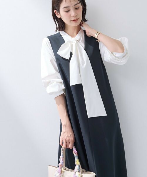 INDIVI / インディヴィ ロング・マキシ丈ワンピース | 【洗える／SETUP可能／UVケア】ウール調ジャンパードレス（ブルー(093)）