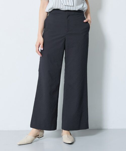 INDIVI / インディヴィ パンツ | 【洗える／UVケア／SETUP可能】サッカー素材ストレートパンツ（ネイビー(094)）