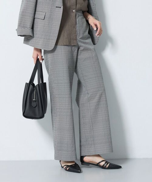 INDIVI / インディヴィ パンツ | 【洗える／UVケア／SETUP可能】サッカー素材ストレートパンツ（ブラック(219)）