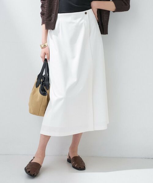INDIVI / インディヴィ スカート | 【洗える／UVケア】巻き風フレアスカート（ホワイト(001)）