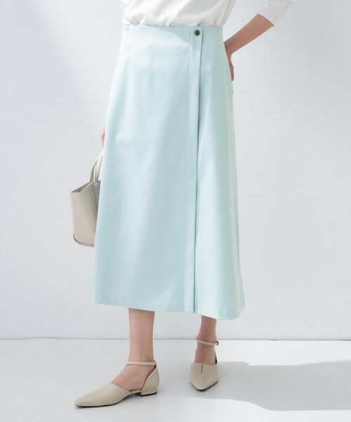 INDIVI / インディヴィ スカート | 【洗える／UVケア】巻き風フレアスカート（ミントグリーン(021)）