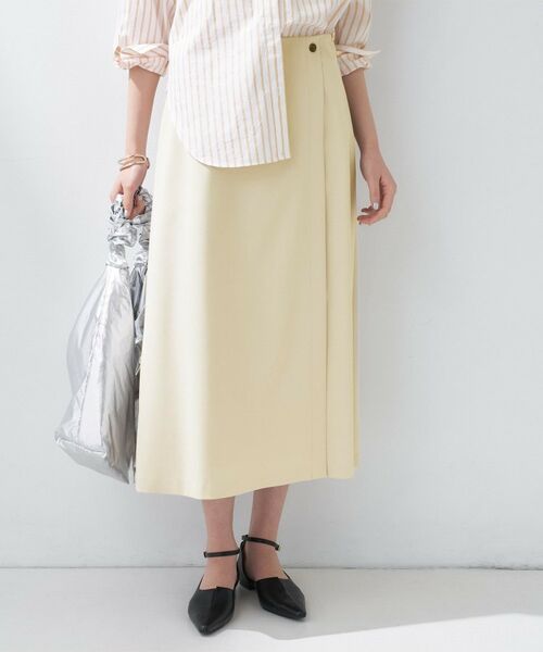 INDIVI / インディヴィ スカート | 【洗える／UVケア】巻き風フレアスカート（ライトベージュ(051)）