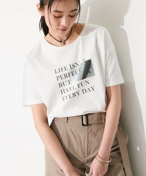 INDIVI / インディヴィ Tシャツ | 【選べるバリエーション】プリントTシャツ（ホワイト(001)）