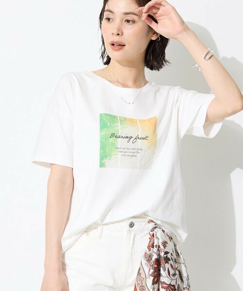 INDIVI / インディヴィ Tシャツ | 【選べるバリエーション】プリントTシャツ（ホワイト(601)）