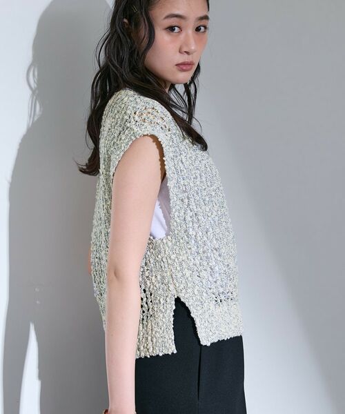 INDIVI / インディヴィ ベスト | 【イタリア糸／メッシュ編み】ラメニットベスト | 詳細10