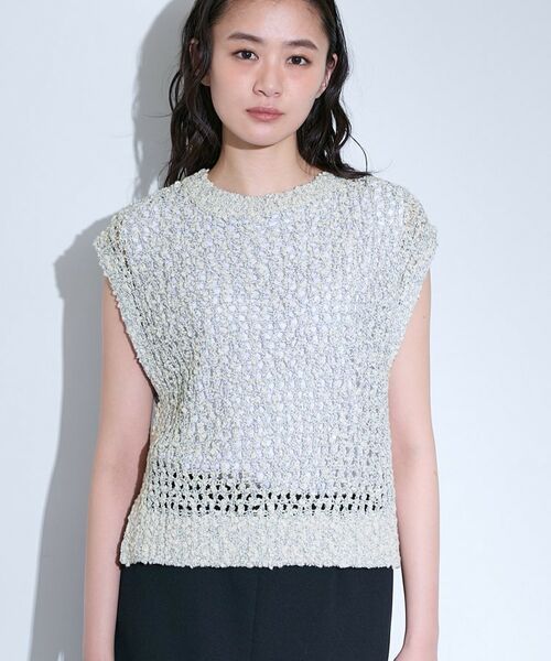 INDIVI / インディヴィ ベスト | 【イタリア糸／メッシュ編み】ラメニットベスト | 詳細14