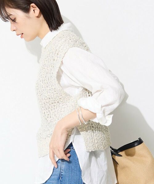 INDIVI / インディヴィ ベスト | 【イタリア糸／メッシュ編み】ラメニットベスト | 詳細2