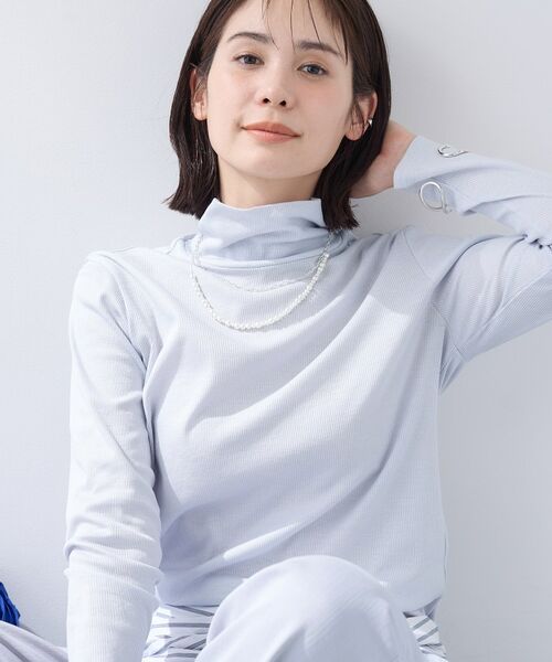 INDIVI / インディヴィ カットソー | 【インナーとして使える／通気性◎】テレコジャージトップス（ライトグレー(011)）