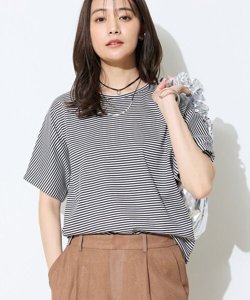 INDIVI / インディヴィ Tシャツ | 【汗ジミ防止／褒められTシャツ】上品カジュアル！ドルマンTシャツ（ホワイト(301)）