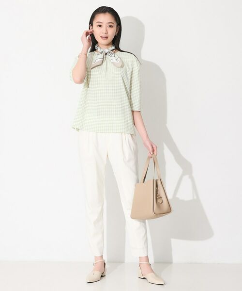 INDIVI / インディヴィ カットソー | 【UVケア／吸汗速乾】チェック柄タックボリュームスリーブトップス | 詳細10