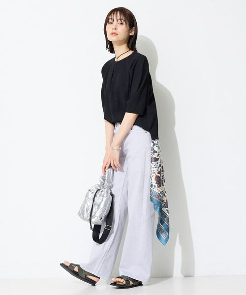 INDIVI / インディヴィ カットソー | 【UVケア／吸汗速乾】チェック柄タックボリュームスリーブトップス | 詳細15