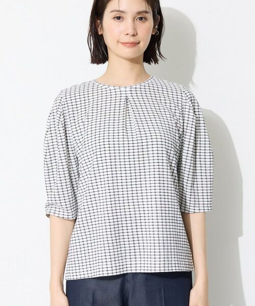 INDIVI / インディヴィ カットソー | 【UVケア／吸汗速乾】チェック柄タックボリュームスリーブトップス | 詳細17