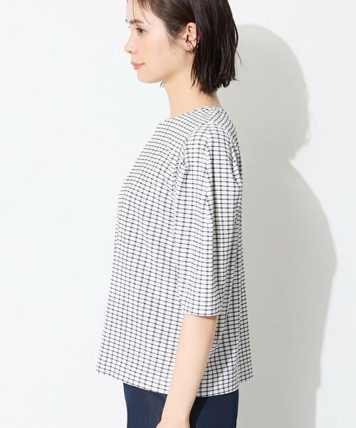 INDIVI / インディヴィ カットソー | 【UVケア／吸汗速乾】チェック柄タックボリュームスリーブトップス | 詳細18