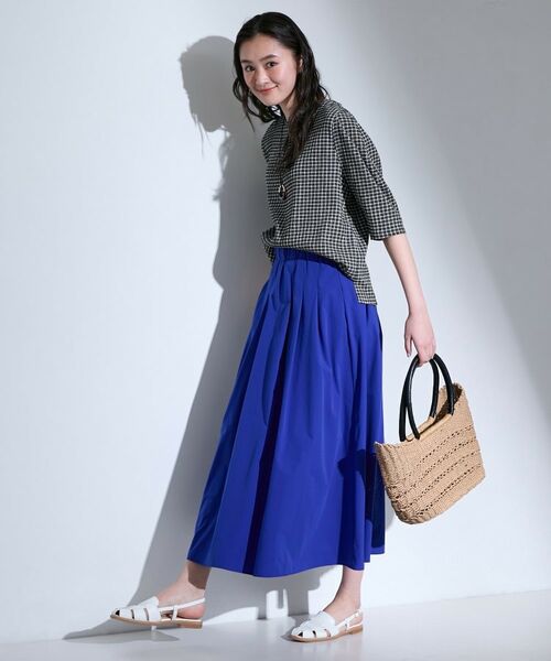 INDIVI / インディヴィ カットソー | 【UVケア／吸汗速乾】チェック柄タックボリュームスリーブトップス | 詳細7