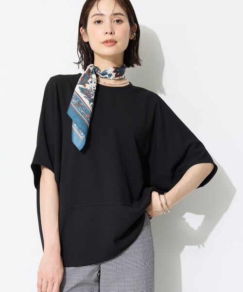 INDIVI / インディヴィ カットソー | 【洗える／2WAY／裾ドロスト付き】 ドルマンスリーブチュニックトップス（ブラック(019)）