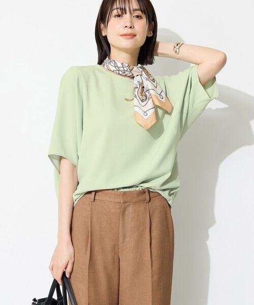 INDIVI / インディヴィ カットソー | 【洗える／2WAY／裾ドロスト付き】 ドルマンスリーブチュニックトップス（ライトグリーン(020)）
