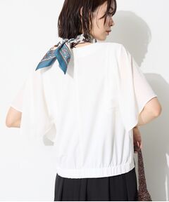 INDIVI / インディヴィ カットソー | 【洗える／シアーチェック柄】異素材コンビスリーブトップス