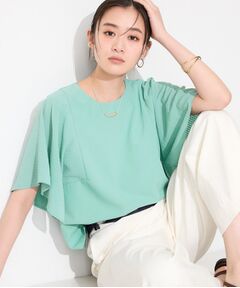 INDIVI / インディヴィ カットソー | 【洗える／シアーチェック柄】異素材コンビスリーブトップス