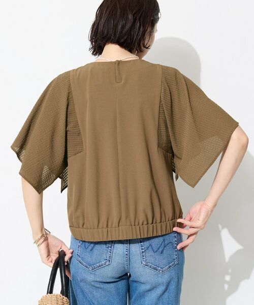 INDIVI / インディヴィ カットソー | 【洗える／シアーチェック柄】異素材コンビスリーブトップス | 詳細10