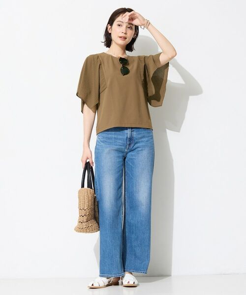 INDIVI / インディヴィ カットソー | 【洗える／シアーチェック柄】異素材コンビスリーブトップス | 詳細11