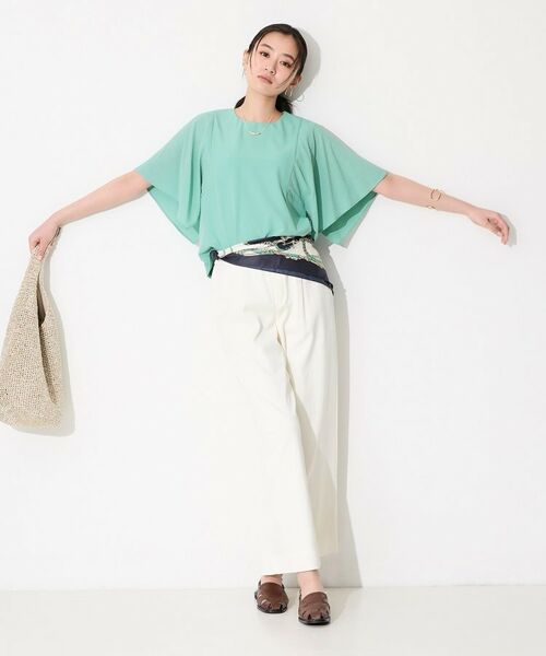 INDIVI / インディヴィ カットソー | 【洗える／シアーチェック柄】異素材コンビスリーブトップス | 詳細15