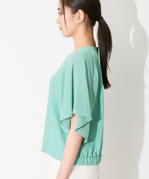 INDIVI / インディヴィ カットソー | 【洗える／シアーチェック柄】異素材コンビスリーブトップス | 詳細18