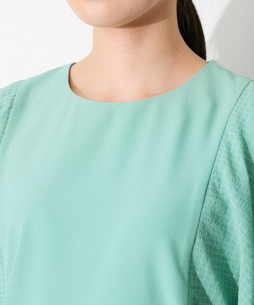 INDIVI / インディヴィ カットソー | 【洗える／シアーチェック柄】異素材コンビスリーブトップス | 詳細20