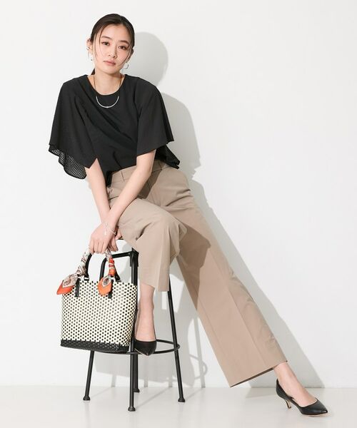 INDIVI / インディヴィ カットソー | 【洗える／シアーチェック柄】異素材コンビスリーブトップス | 詳細7