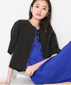 INDIVI / インディヴィ レザーブルゾン・ジャケット | 【撥水／UVケア／SETUP可能】軽量5分袖ライトブルゾン