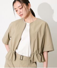 INDIVI / インディヴィ レザーブルゾン・ジャケット | 【撥水／UVケア／SETUP可能】軽量5分袖ライトブルゾン