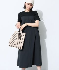 INDIVI / インディヴィ ロング・マキシ丈ワンピース | 【洗える／1枚でキマる／ドロスト付】ビスチェ風ドッキングTワンピース