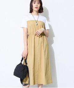 INDIVI / インディヴィ ロング・マキシ丈ワンピース | 【洗える／1枚でキマる／ドロスト付】ビスチェ風ドッキングTワンピース