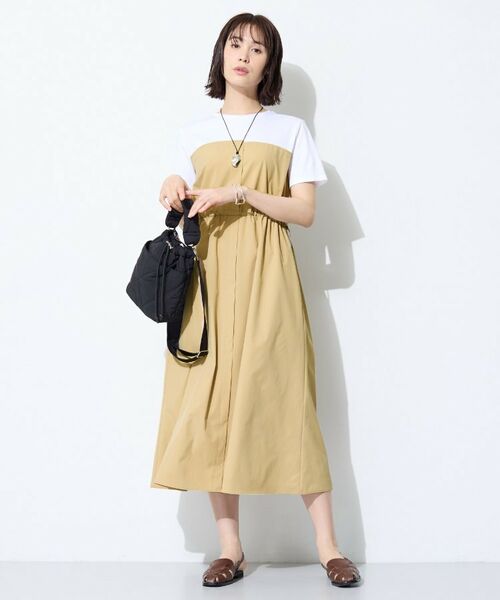 INDIVI / インディヴィ ロング・マキシ丈ワンピース | 【洗える／1枚でキマる／ドロスト付】ビスチェ風ドッキングTワンピース | 詳細7