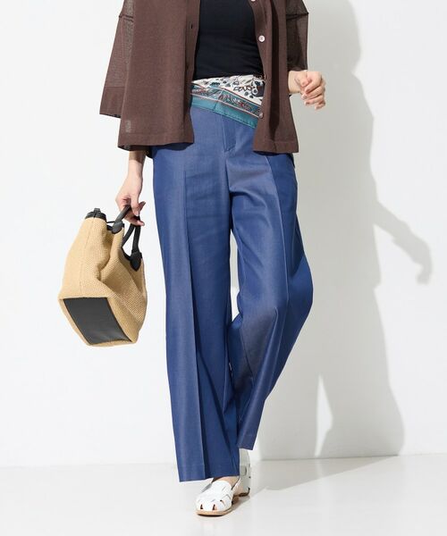 INDIVI / インディヴィ パンツ | 【洗える／UVケア／SETUP可能】デニムライクワイドパンツ（ブルー(493)）