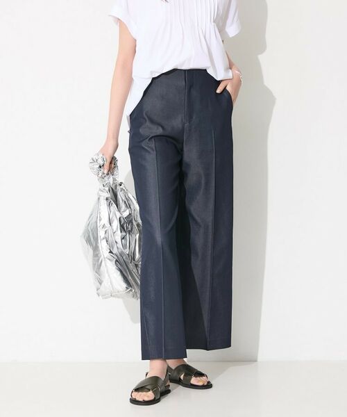 INDIVI / インディヴィ パンツ | 【洗える／UVケア／SETUP可能】デニムライクワイドパンツ（ネイビー(494)）