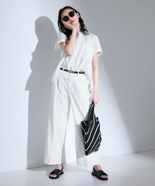 INDIVI / インディヴィ パンツ | 【撥水／UVケア／SETUP可能】軽量ベルト付ワイドストレートパンツ | 詳細3